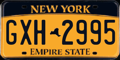 NY license plate GXH2995