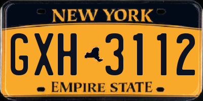 NY license plate GXH3112