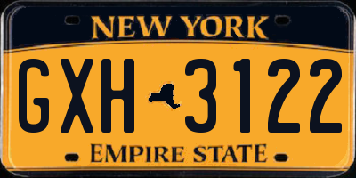 NY license plate GXH3122