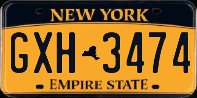 NY license plate GXH3474