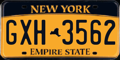 NY license plate GXH3562