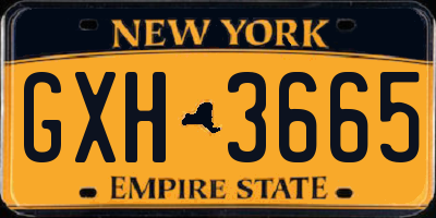 NY license plate GXH3665