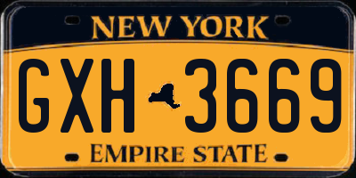 NY license plate GXH3669