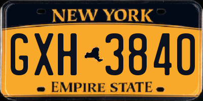NY license plate GXH3840