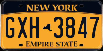 NY license plate GXH3847