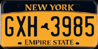 NY license plate GXH3985