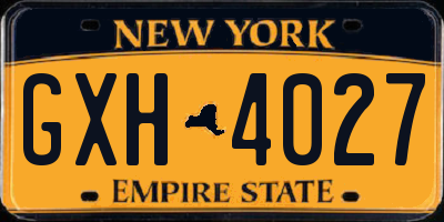 NY license plate GXH4027