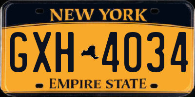 NY license plate GXH4034