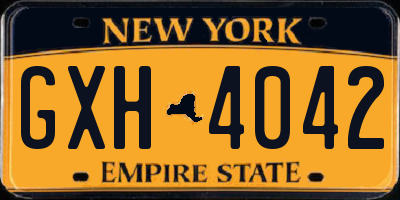 NY license plate GXH4042