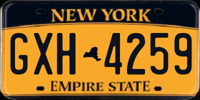 NY license plate GXH4259