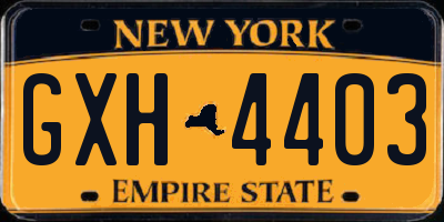 NY license plate GXH4403