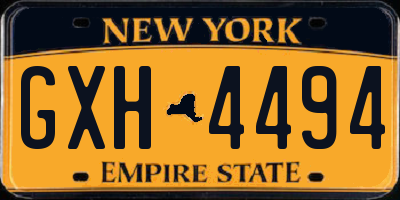NY license plate GXH4494