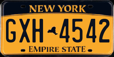 NY license plate GXH4542