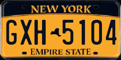 NY license plate GXH5104