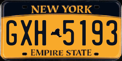 NY license plate GXH5193