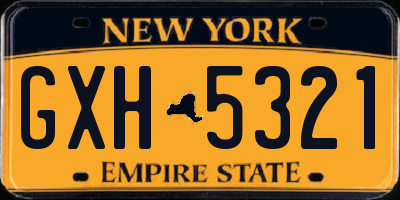 NY license plate GXH5321