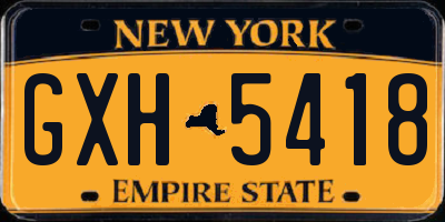 NY license plate GXH5418