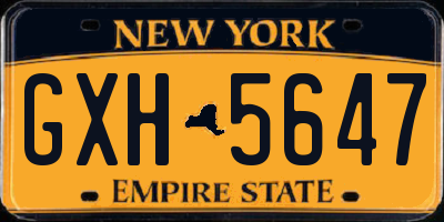 NY license plate GXH5647
