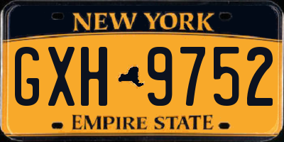 NY license plate GXH9752