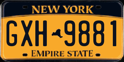 NY license plate GXH9881
