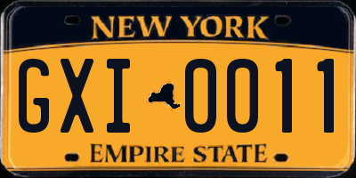 NY license plate GXI0011