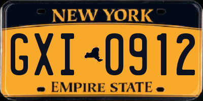 NY license plate GXI0912