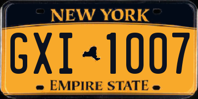 NY license plate GXI1007