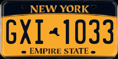 NY license plate GXI1033