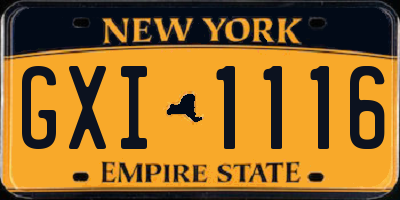 NY license plate GXI1116