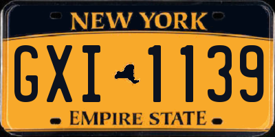 NY license plate GXI1139