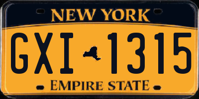 NY license plate GXI1315