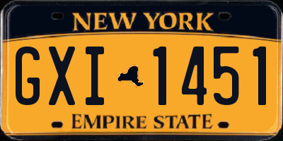 NY license plate GXI1451