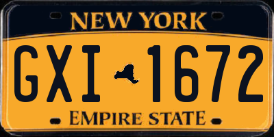 NY license plate GXI1672