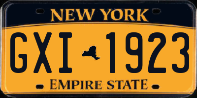NY license plate GXI1923