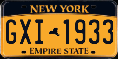 NY license plate GXI1933