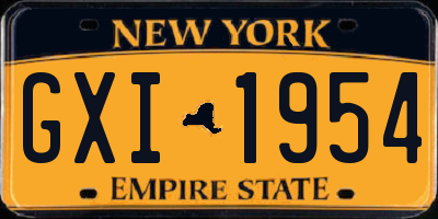 NY license plate GXI1954