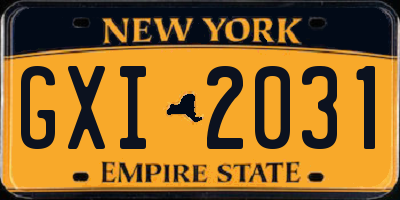 NY license plate GXI2031