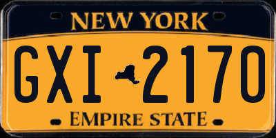 NY license plate GXI2170