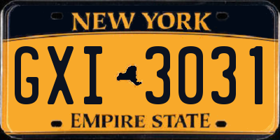 NY license plate GXI3031