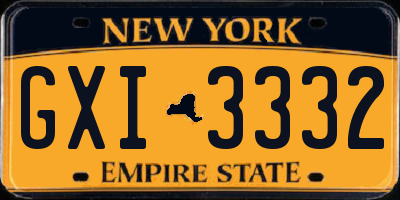 NY license plate GXI3332