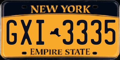 NY license plate GXI3335