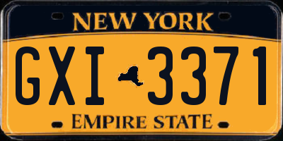 NY license plate GXI3371