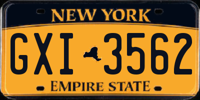 NY license plate GXI3562