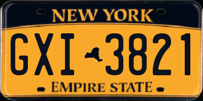 NY license plate GXI3821