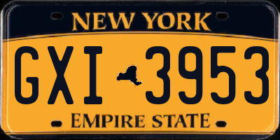 NY license plate GXI3953