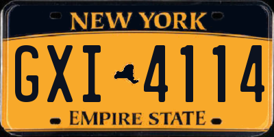 NY license plate GXI4114