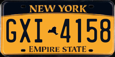 NY license plate GXI4158