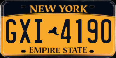 NY license plate GXI4190