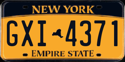 NY license plate GXI4371