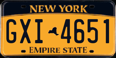 NY license plate GXI4651